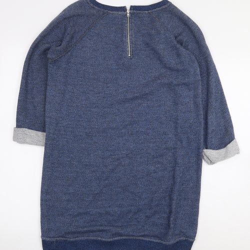 NEXT Womens Blue Cotton Tunic Sweatshirt Size 12 Zip