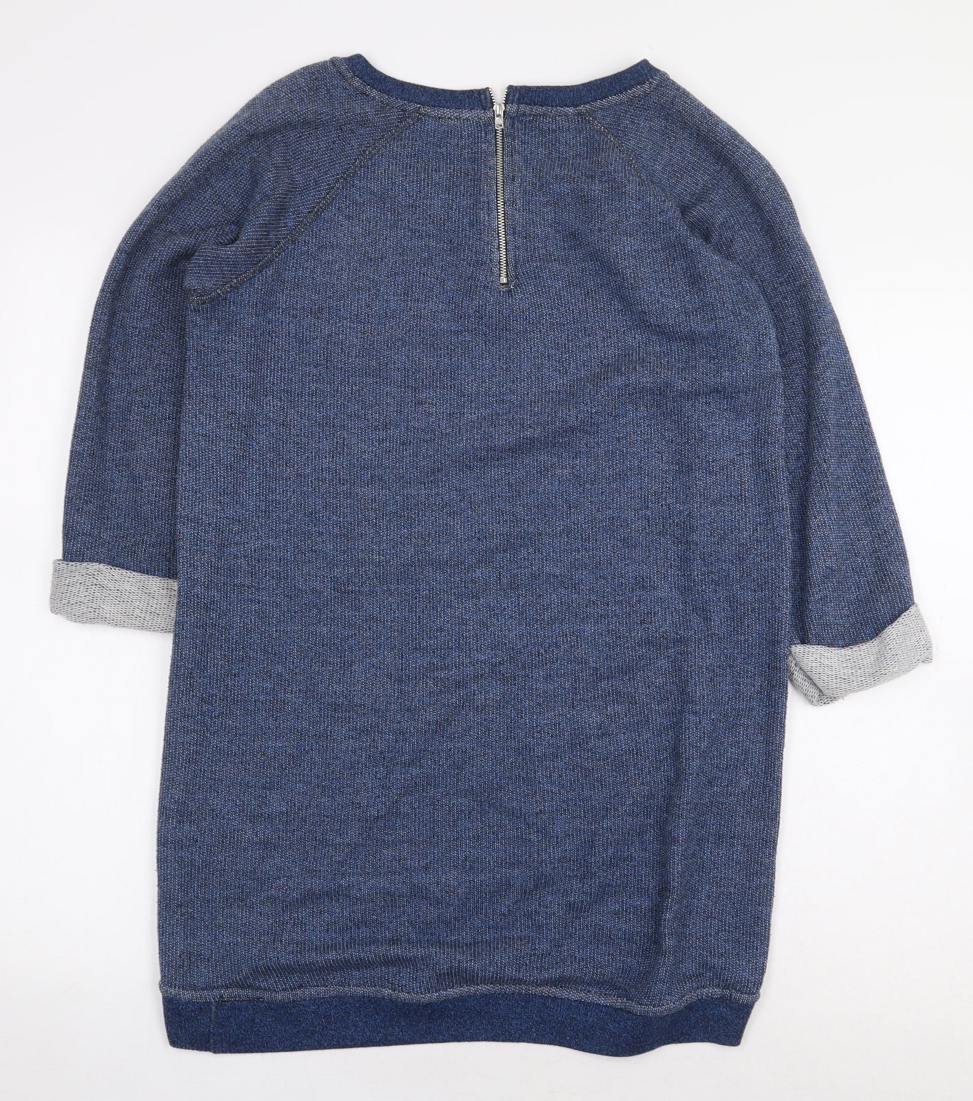 NEXT Womens Blue Cotton Tunic Sweatshirt Size 12 Zip