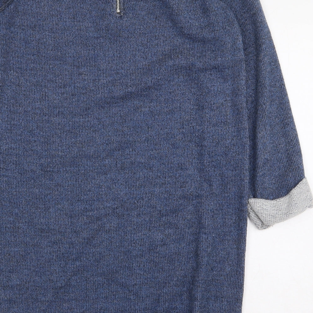 NEXT Womens Blue Cotton Tunic Sweatshirt Size 12 Zip