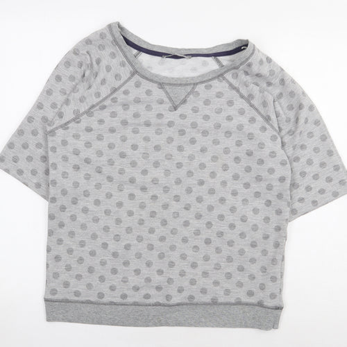 Marks and Spencer Womens Grey Polka Dot Polyester Basic T-Shirt Size 12 Scoop Neck