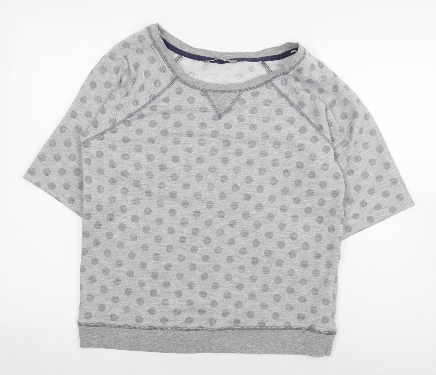 Marks and Spencer Womens Grey Polka Dot Polyester Basic T-Shirt Size 12 Scoop Neck