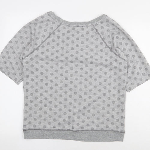 Marks and Spencer Womens Grey Polka Dot Polyester Basic T-Shirt Size 12 Scoop Neck