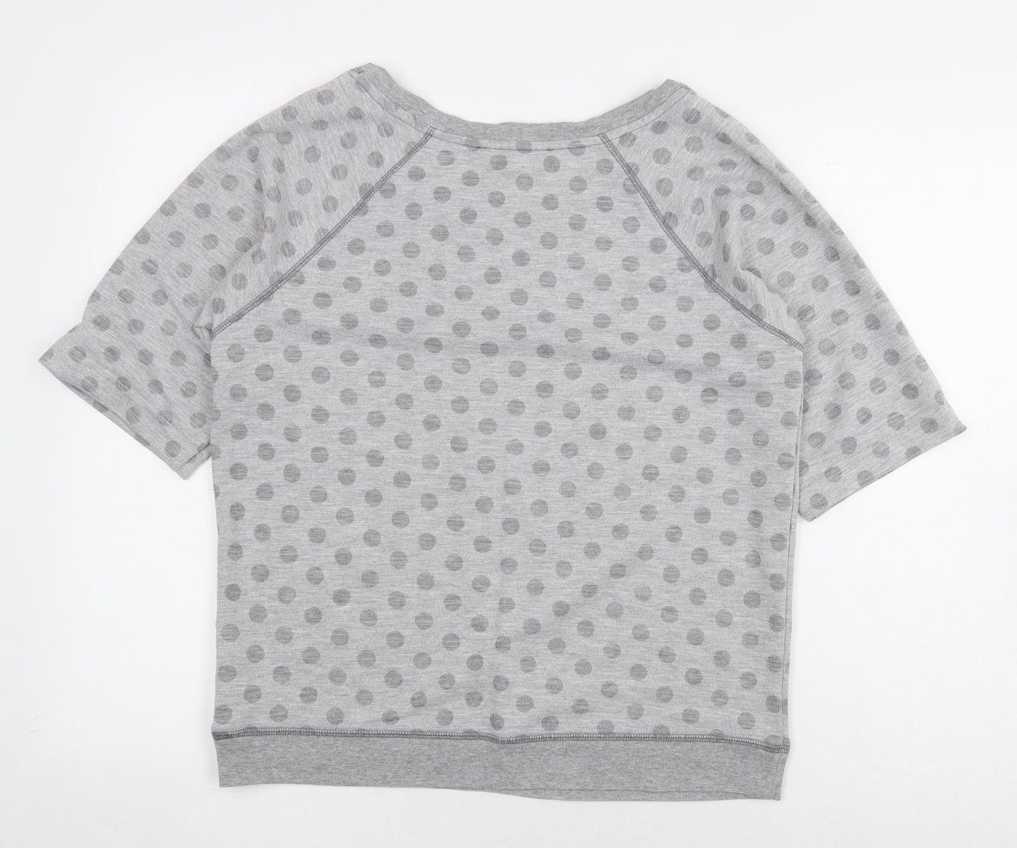 Marks and Spencer Womens Grey Polka Dot Polyester Basic T-Shirt Size 12 Scoop Neck