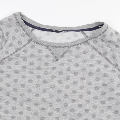 Marks and Spencer Womens Grey Polka Dot Polyester Basic T-Shirt Size 12 Scoop Neck