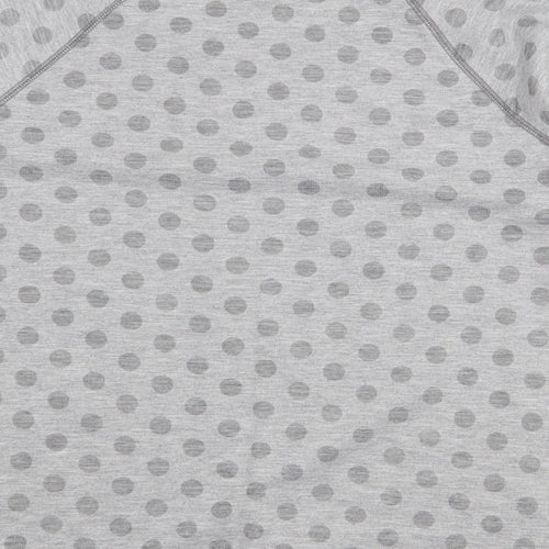 Marks and Spencer Womens Grey Polka Dot Polyester Basic T-Shirt Size 12 Scoop Neck