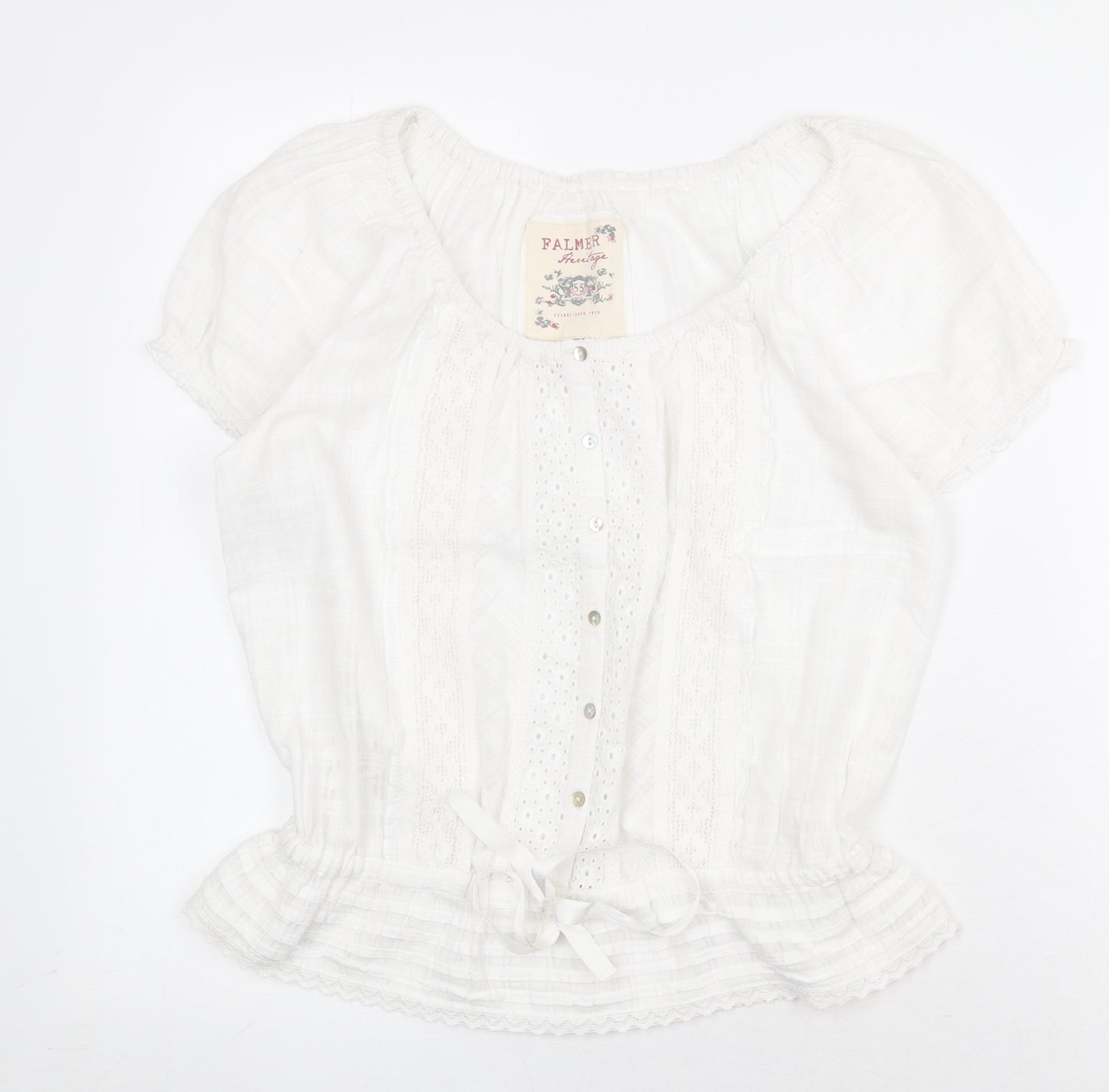 Matalan Womens White 100% Cotton Basic Blouse Size 10 Boat Neck