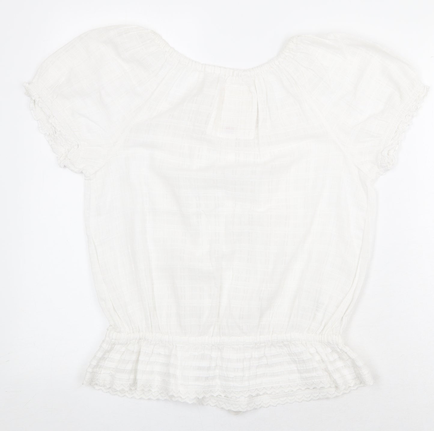 Matalan Womens White 100% Cotton Basic Blouse Size 10 Boat Neck