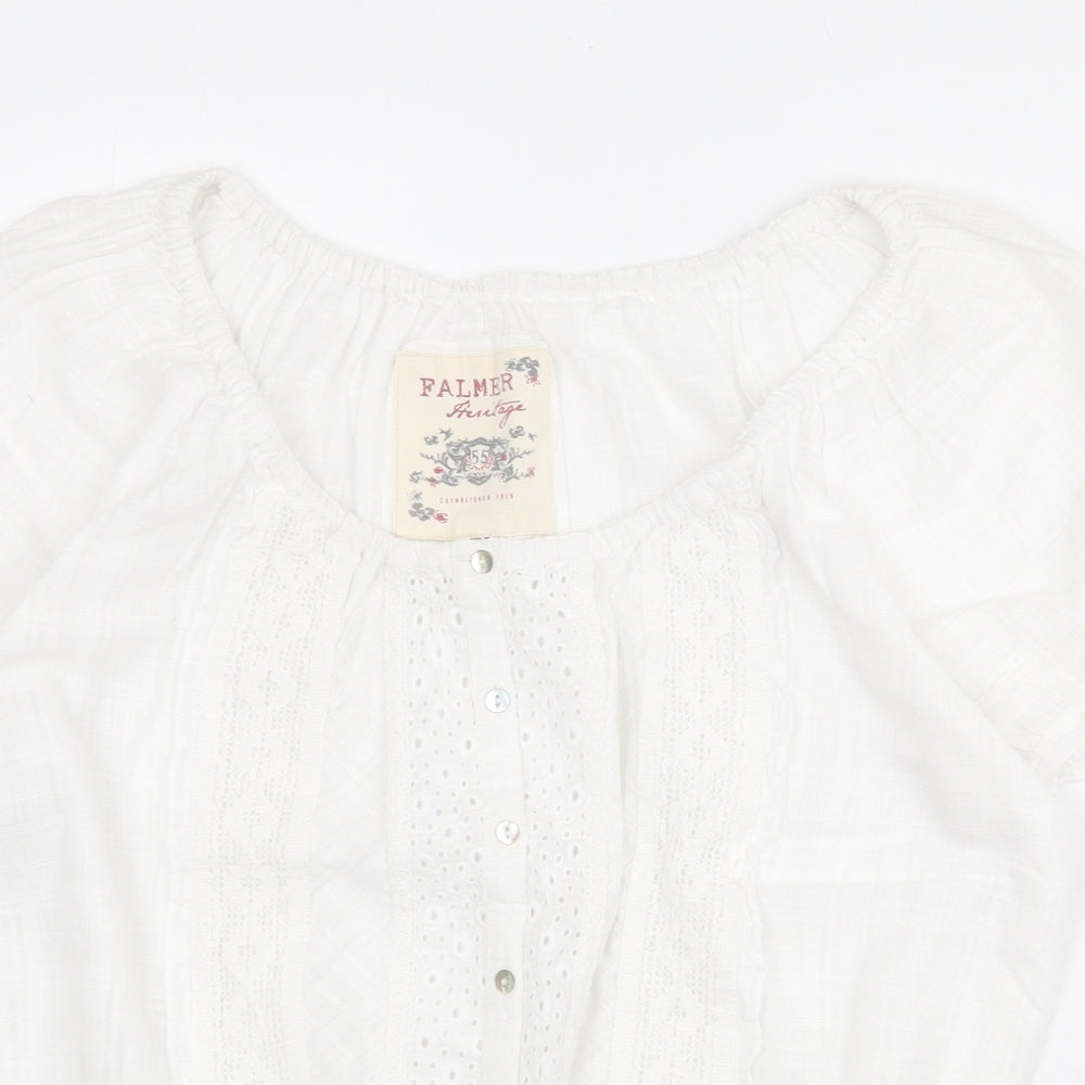 Matalan Womens White 100% Cotton Basic Blouse Size 10 Boat Neck