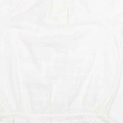 Matalan Womens White 100% Cotton Basic Blouse Size 10 Boat Neck