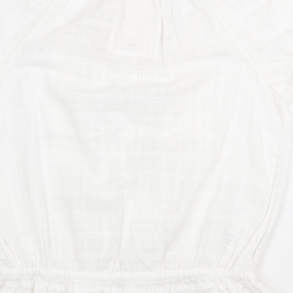 Matalan Womens White 100% Cotton Basic Blouse Size 10 Boat Neck