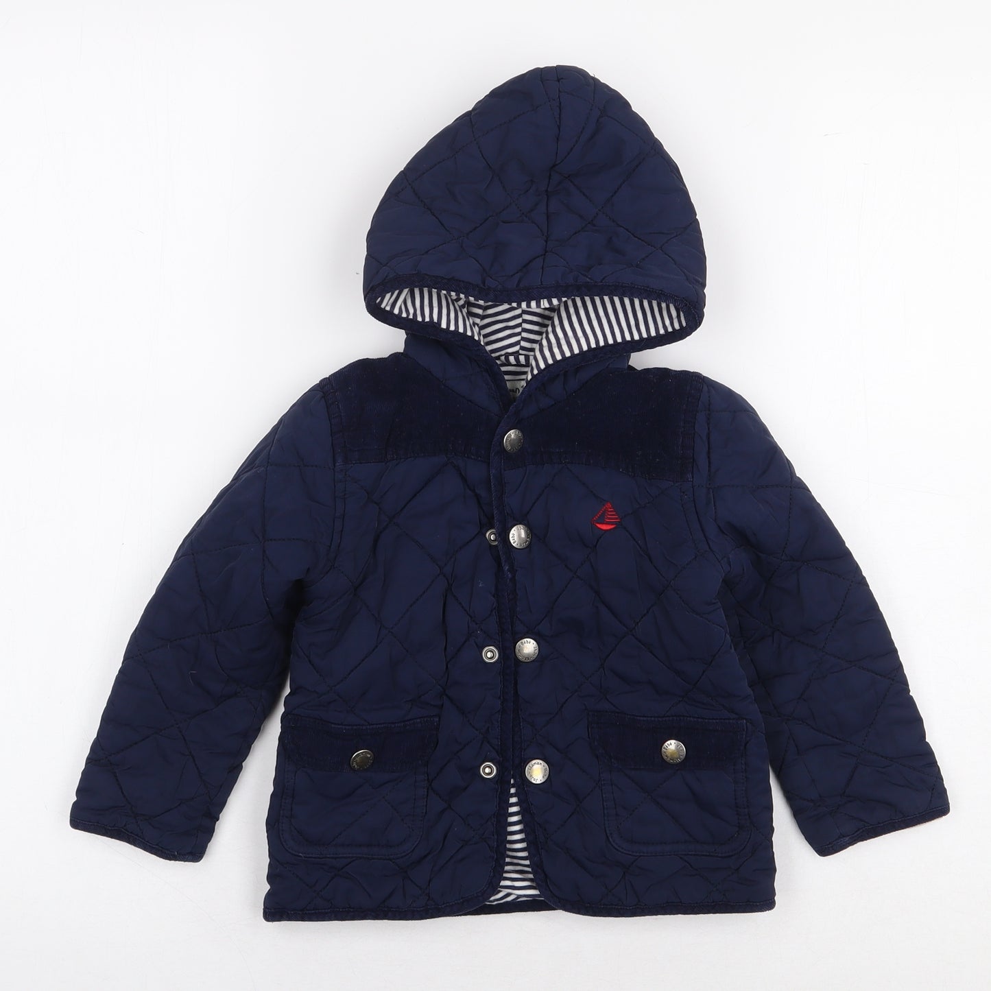 JoJo Maman Bébé Baby Blue Puffer Jacket Coat Size 18-24 Months Snap