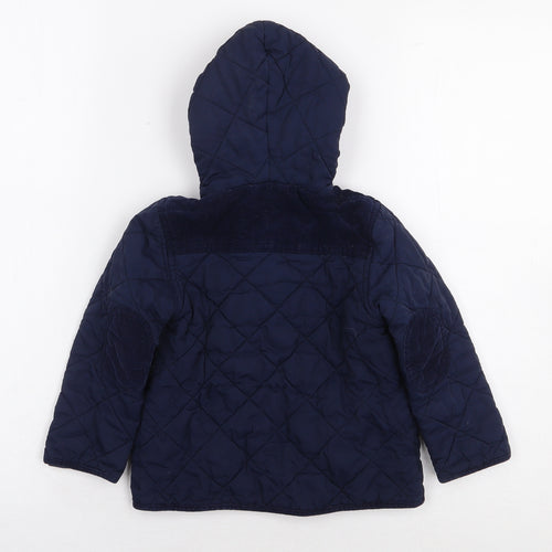 JoJo Maman Bébé Baby Blue Puffer Jacket Coat Size 18-24 Months Snap