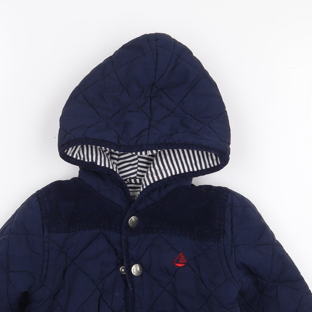 JoJo Maman Bébé Baby Blue Puffer Jacket Coat Size 18-24 Months Snap