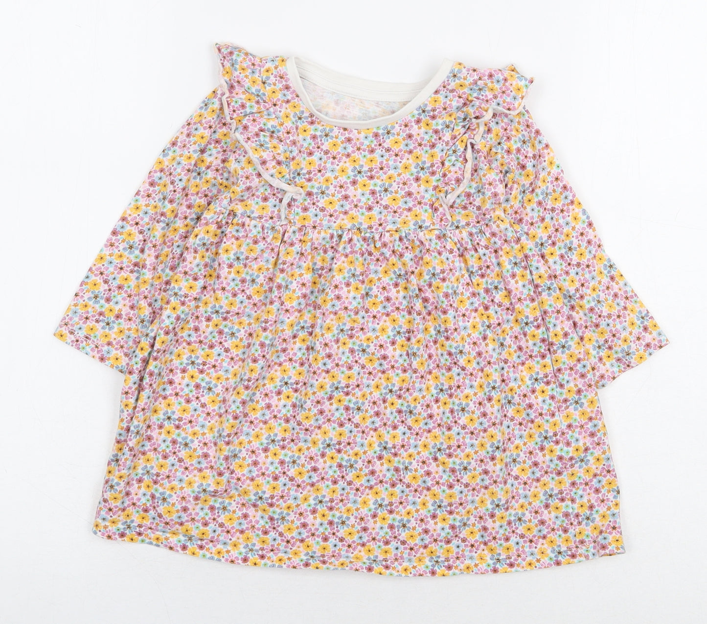Matalan Girls Multicoloured Floral 100% Cotton A-Line Size 12-18 Months Round Neck Pullover