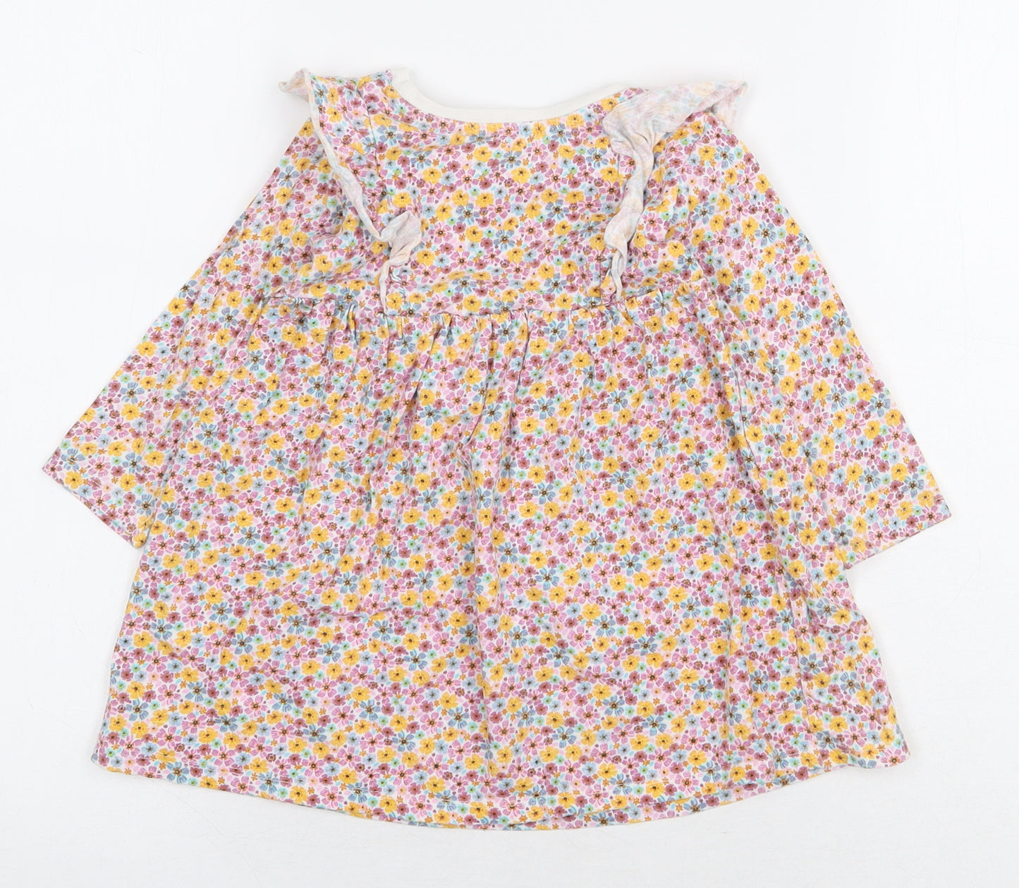 Matalan Girls Multicoloured Floral 100% Cotton A-Line Size 12-18 Months Round Neck Pullover