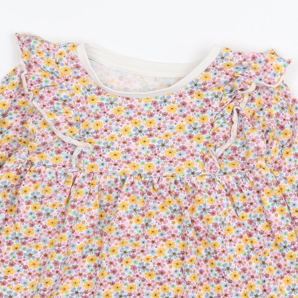 Matalan Girls Multicoloured Floral 100% Cotton A-Line Size 12-18 Months Round Neck Pullover