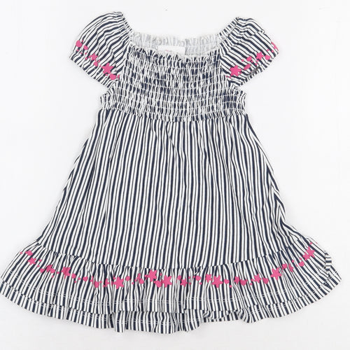 Topomini Girls Multicoloured Striped Wool A-Line Size 12 Months Boat Neck Pullover