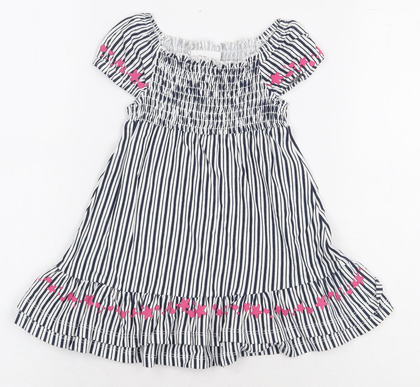 Topomini Girls Multicoloured Striped Wool A-Line Size 12 Months Boat Neck Pullover