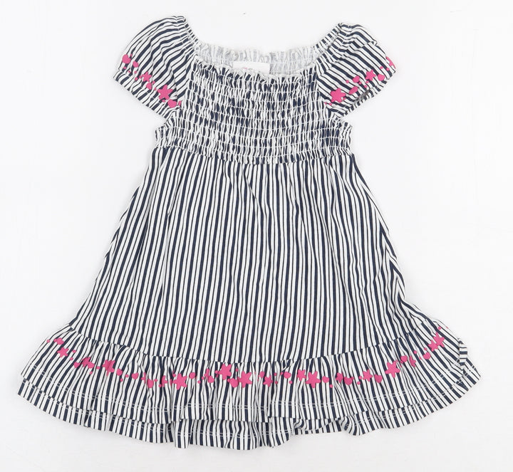 Topomini Girls Multicoloured Striped Wool A-Line Size 12 Months Boat Neck Pullover