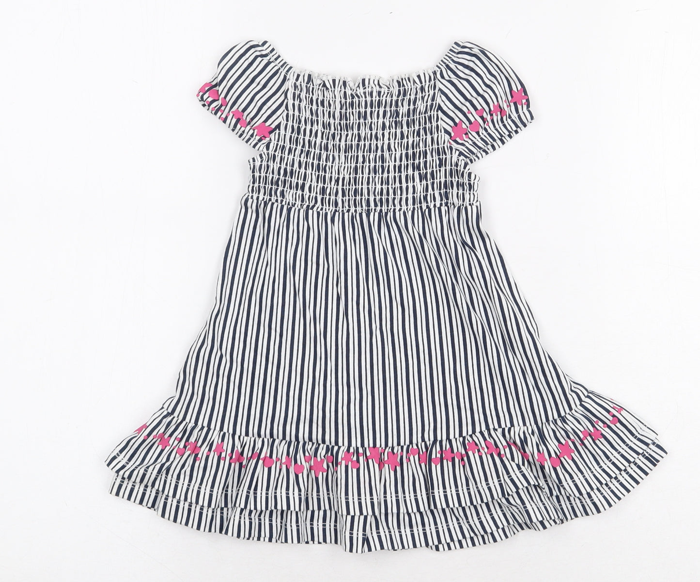 Topomini Girls Multicoloured Striped Wool A-Line Size 12 Months Boat Neck Pullover