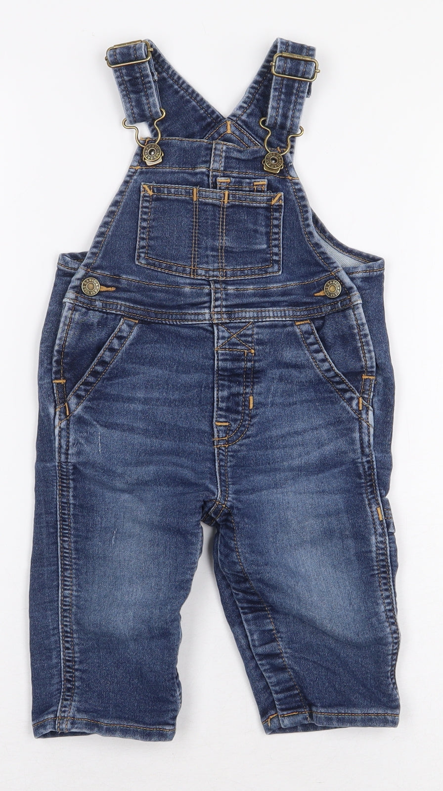 Gap Baby Blue Cotton Dungaree One-Piece Size 9-12 Months Button - Size 6-12 Months
