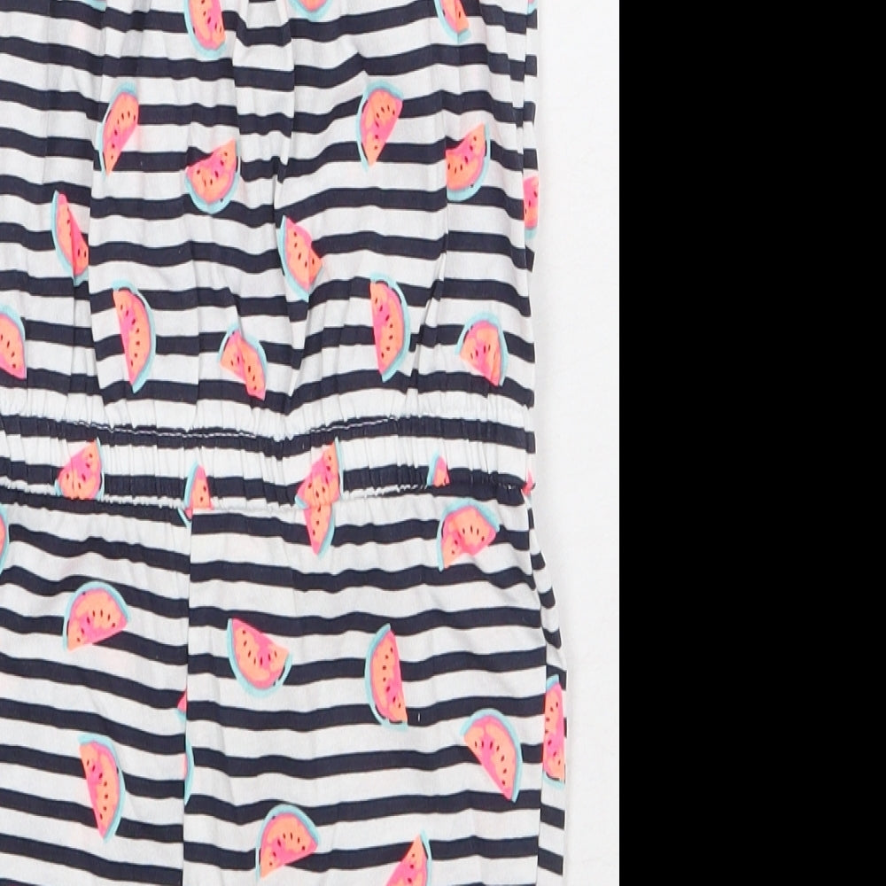 Primark Girls White Striped 100% Cotton Dungaree One-Piece Size 12-18 Months Pullover - Watermelon