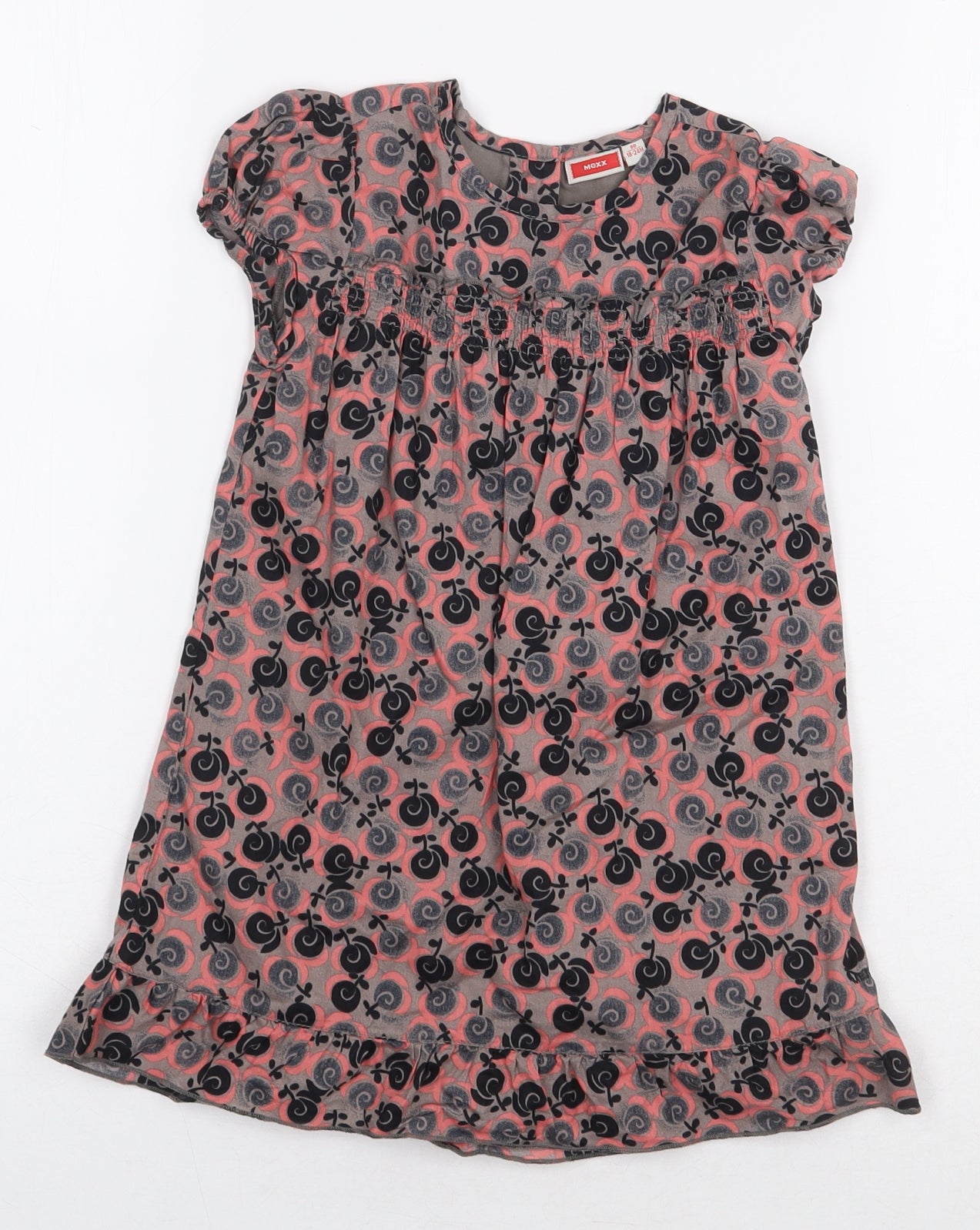 Mexx Girls Grey Geometric 100% Cotton A-Line Size 18-24 Months Round Neck Button
