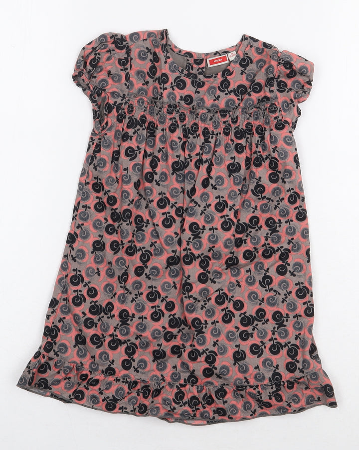 Mexx Girls Grey Geometric 100% Cotton A-Line Size 18-24 Months Round Neck Button