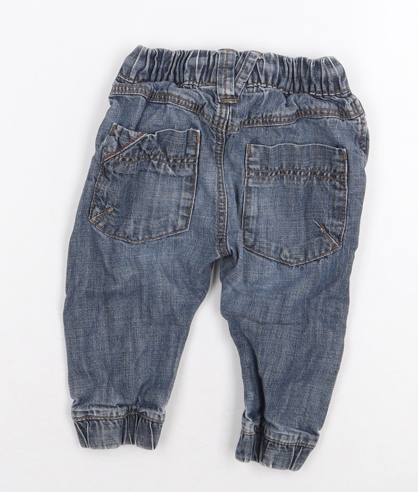 NEXT Baby Blue 100% Cotton Cargo Jeans Size 6-9 Months Tie
