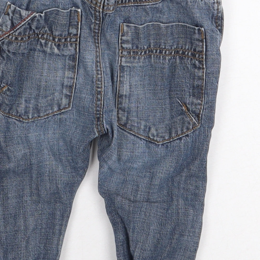 NEXT Baby Blue 100% Cotton Cargo Jeans Size 6-9 Months Tie