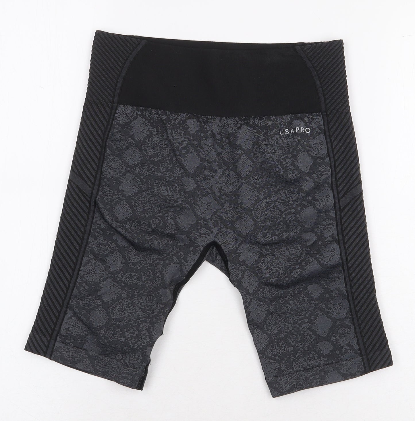 USA Pro Womens Black Geometric Nylon Athletic Shorts Size 10 L8 in Regular