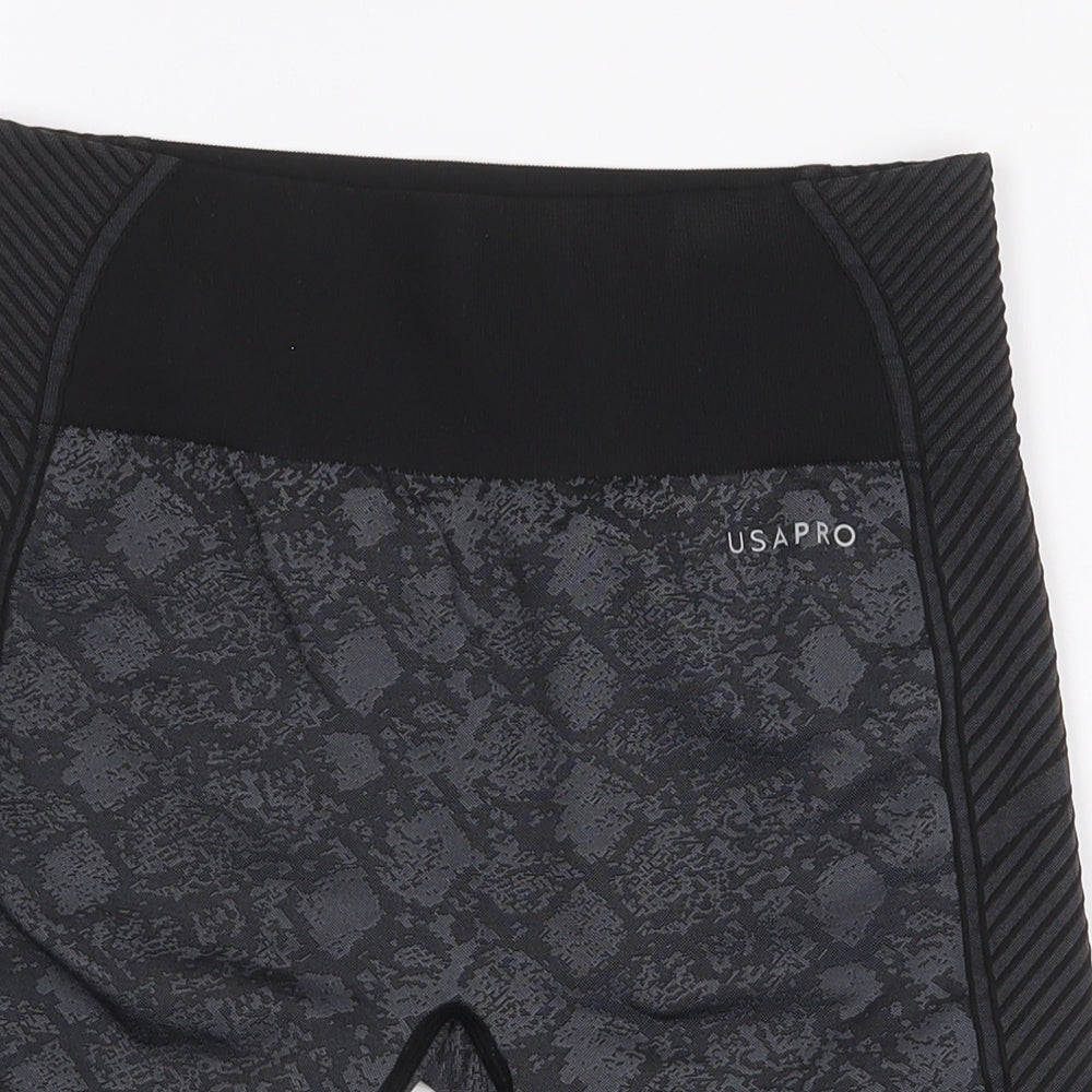 USA Pro Womens Black Geometric Nylon Athletic Shorts Size 10 L8 in Regular