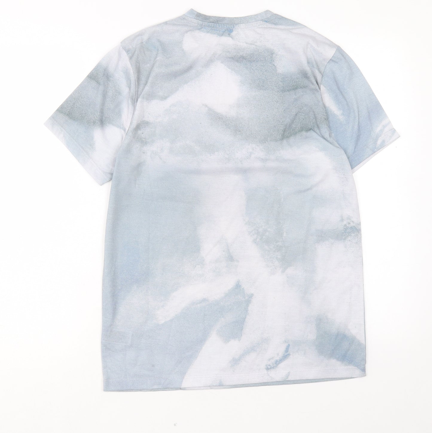 Primark Mens Blue Geometric Polyester T-Shirt Size M Crew Neck - Standard Issue