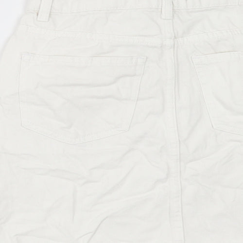 Denim & Co. Womens White Cotton A-Line Skirt Size 8 Button