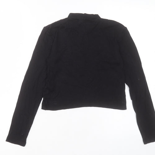 H&M Womens Black Viscose Cropped T-Shirt Size S Round Neck