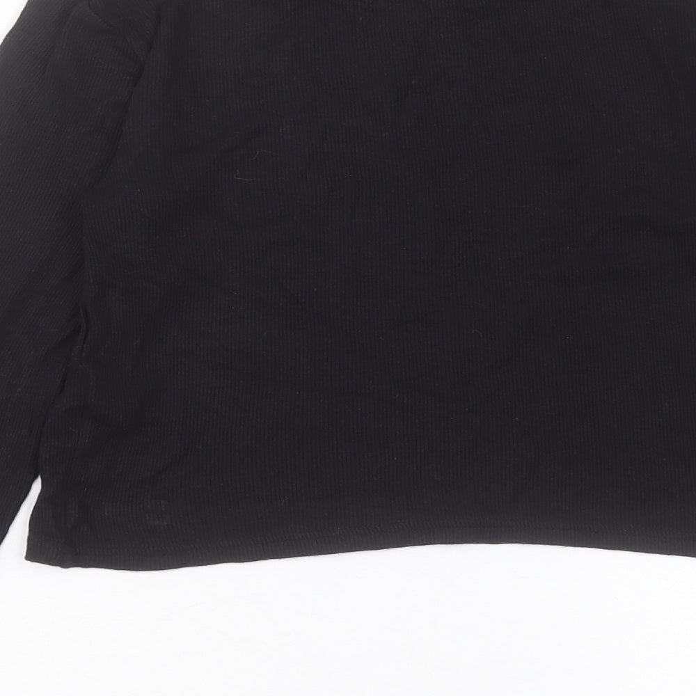 H&M Womens Black Viscose Cropped T-Shirt Size S Round Neck