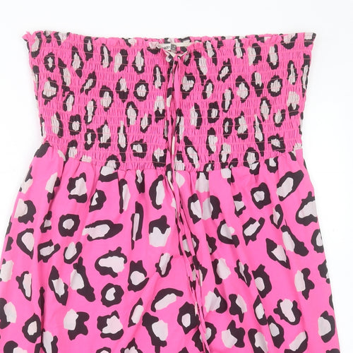Pep&co Womens Pink Animal Print Polyester A-Line Size 16 Off the Shoulder Pullover