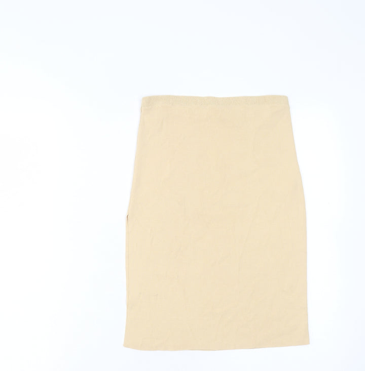 Zara Womens Ivory Viscose A-Line Skirt Size L