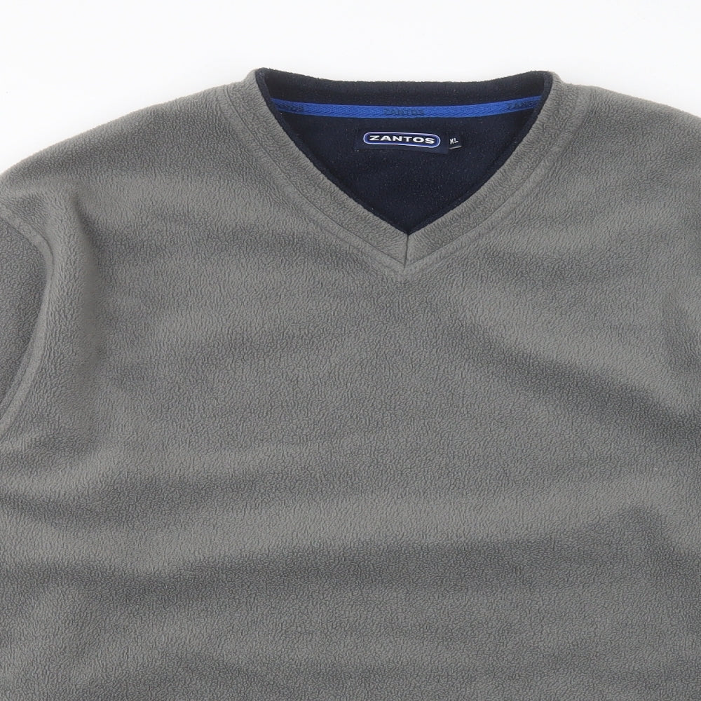 ZANTOS Mens Grey Polyester Pullover Sweatshirt Size XL