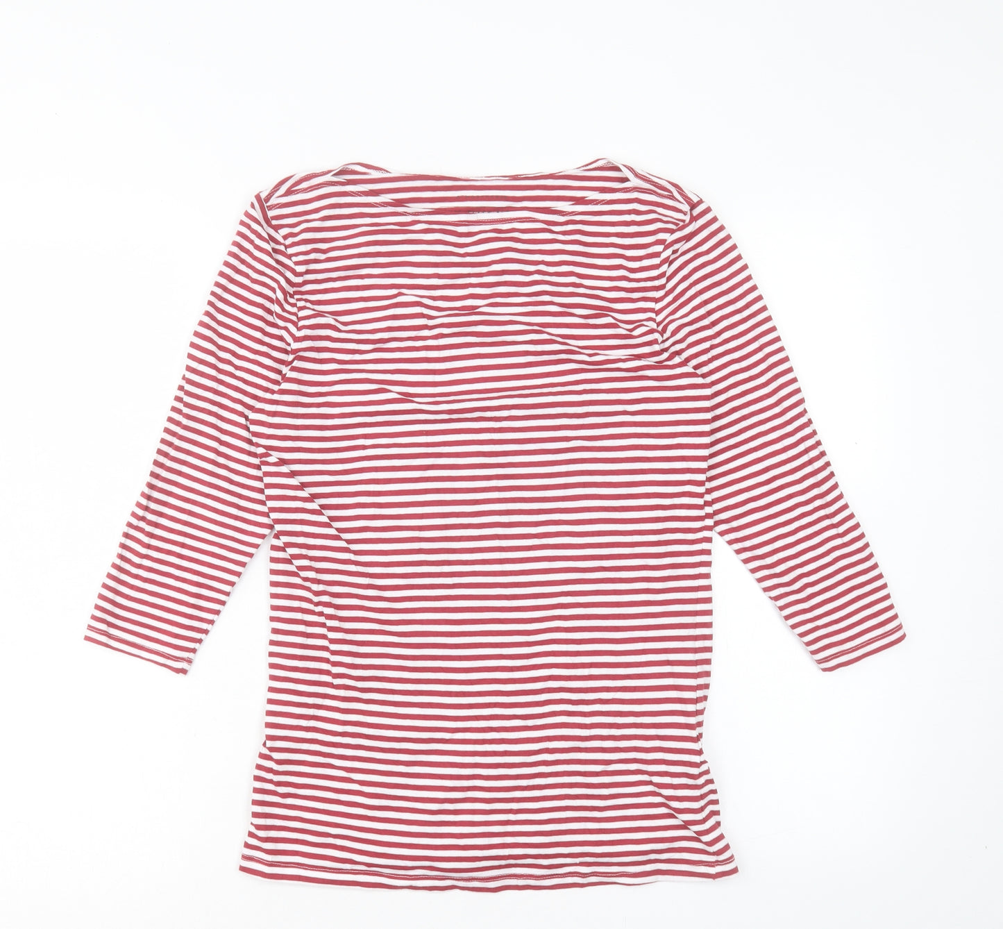 Atmosphere Womens Red Striped Cotton Basic T-Shirt Size 14 Boat Neck
