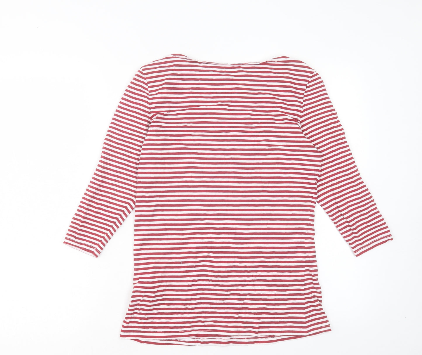 Atmosphere Womens Red Striped Cotton Basic T-Shirt Size 14 Boat Neck