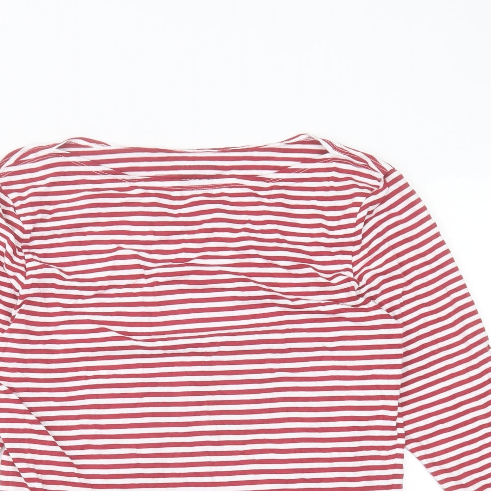 Atmosphere Womens Red Striped Cotton Basic T-Shirt Size 14 Boat Neck