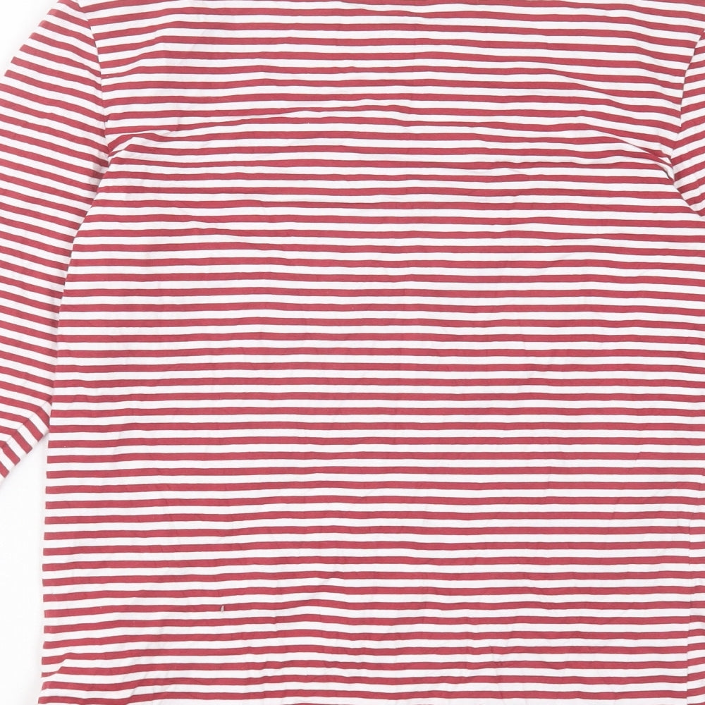 Atmosphere Womens Red Striped Cotton Basic T-Shirt Size 14 Boat Neck