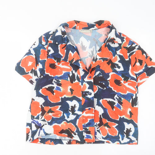 Mudo Collection Womens Multicoloured Floral Cotton Basic Button-Up Size 14 Collared