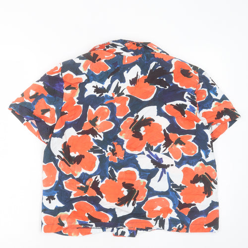 Mudo Collection Womens Multicoloured Floral Cotton Basic Button-Up Size 14 Collared
