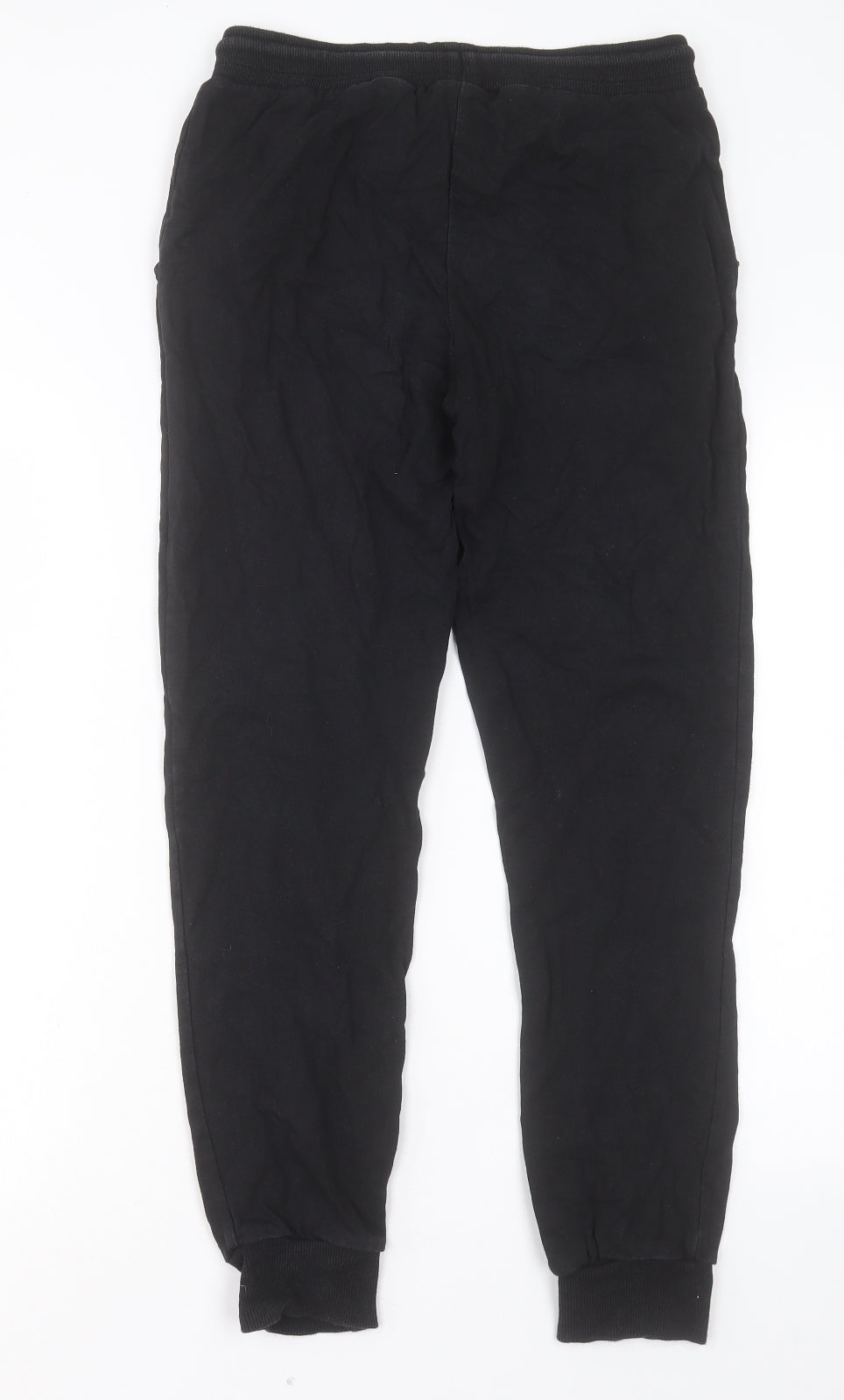Closure Womens Black Cotton Jogger Trousers Size 12 L28 in Regular Drawstring