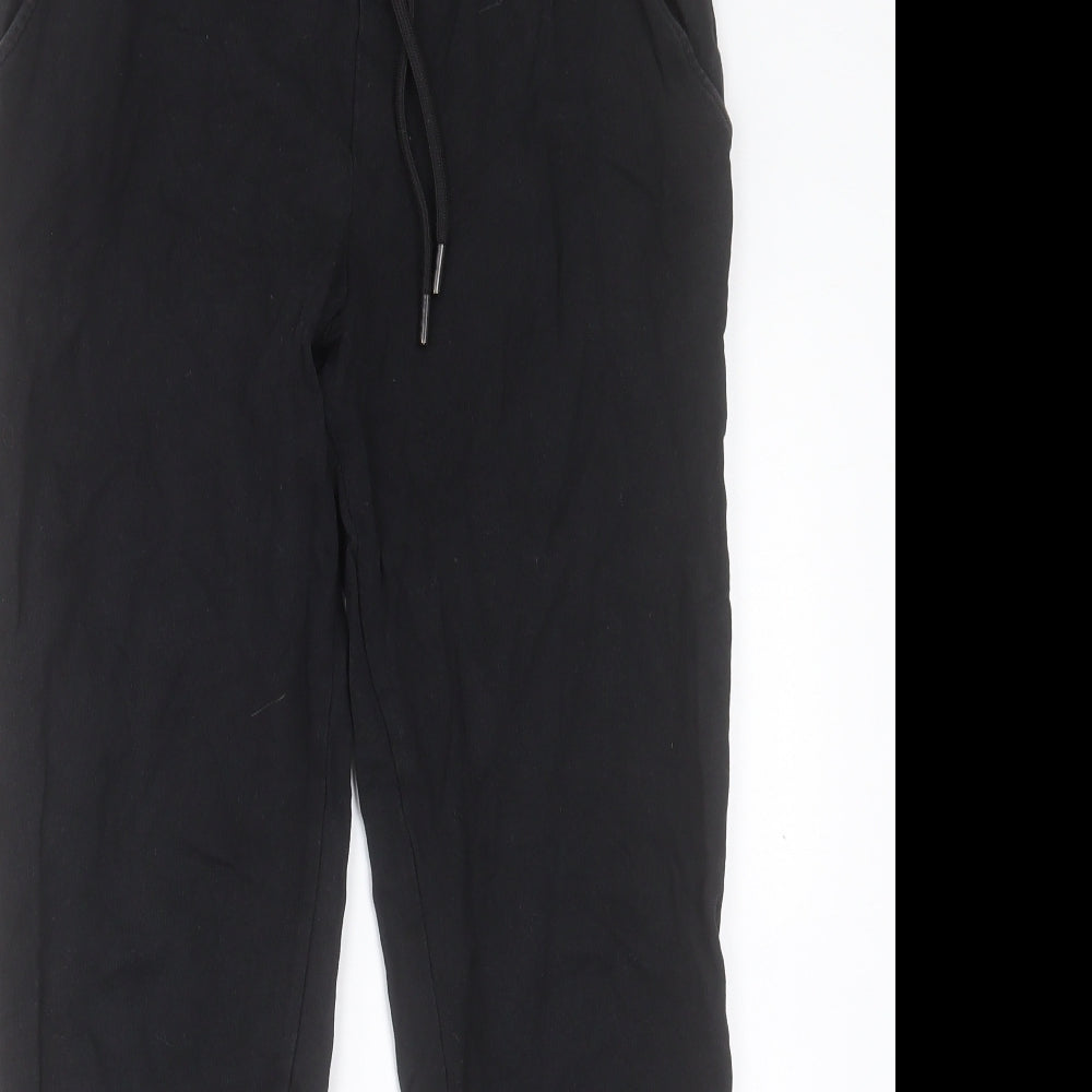 Closure Womens Black Cotton Jogger Trousers Size 12 L28 in Regular Drawstring