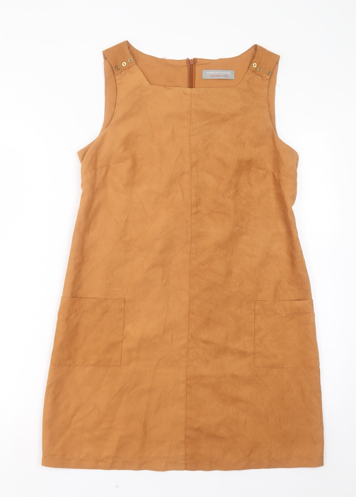 Dorothy Perkins Womens Brown Polyester Sheath Size 14 Square Neck Zip