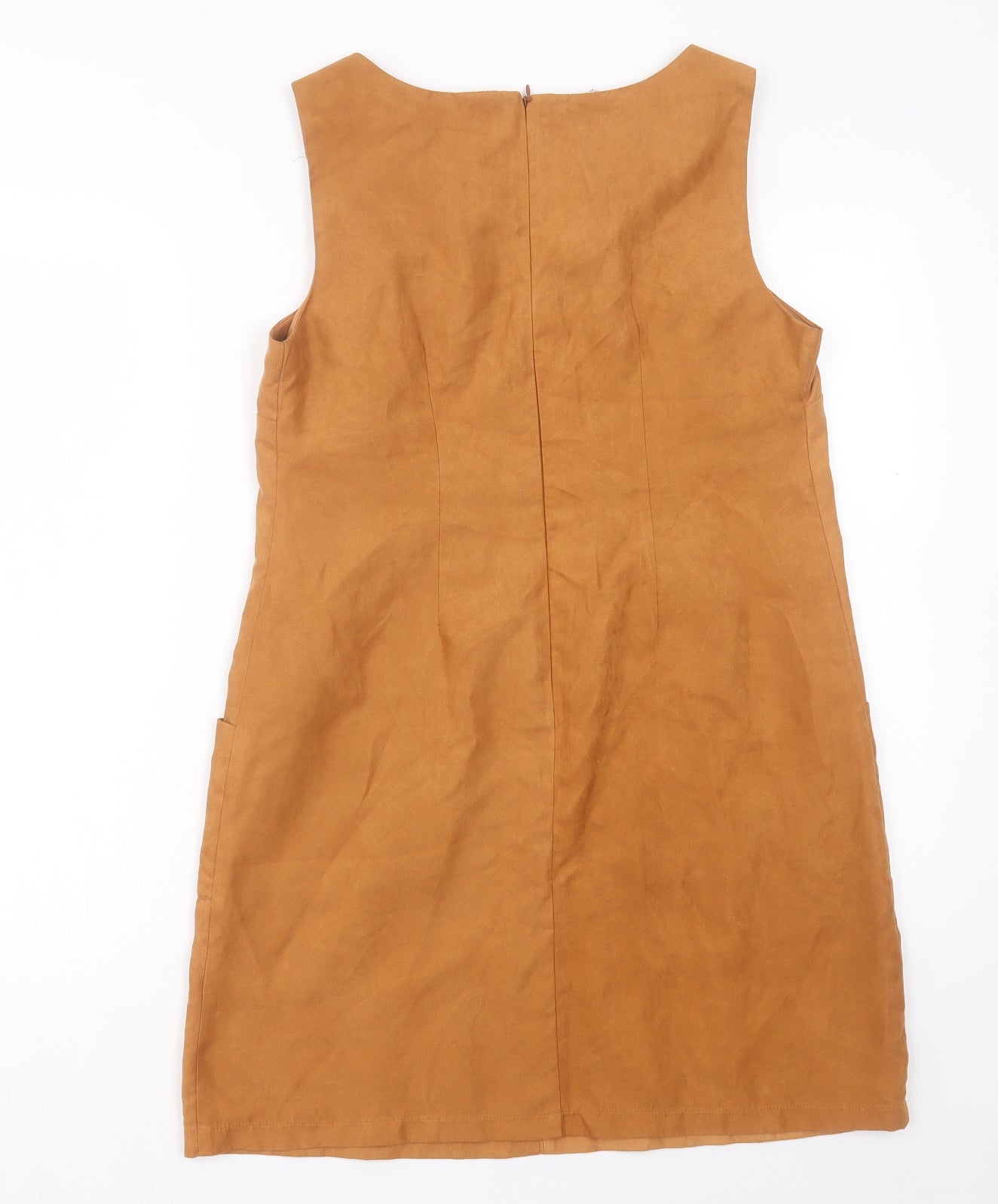 Dorothy Perkins Womens Brown Polyester Sheath Size 14 Square Neck Zip