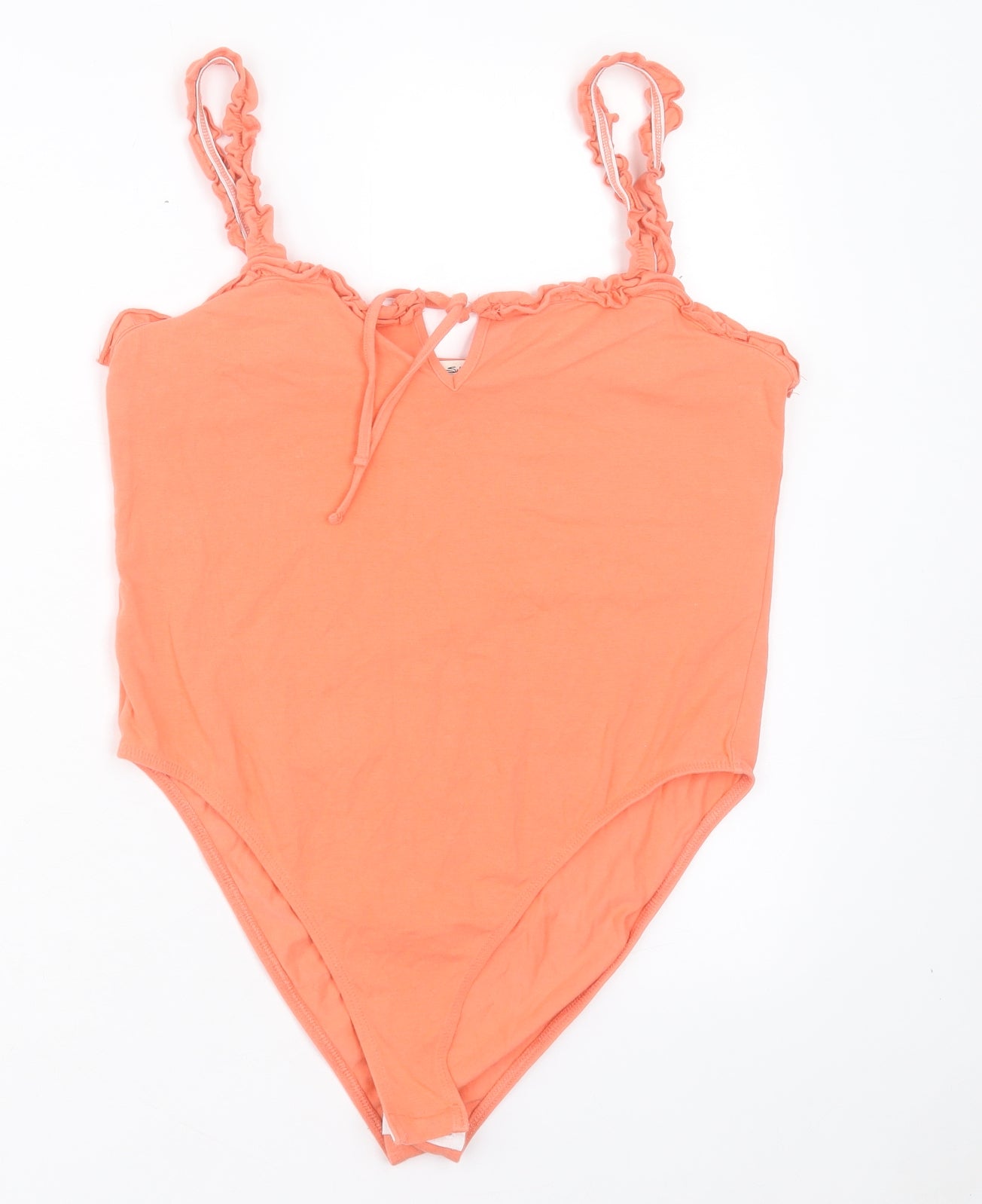 Miss Selfridge Womens Orange Cotton Bodysuit One-Piece Size 16 Snap